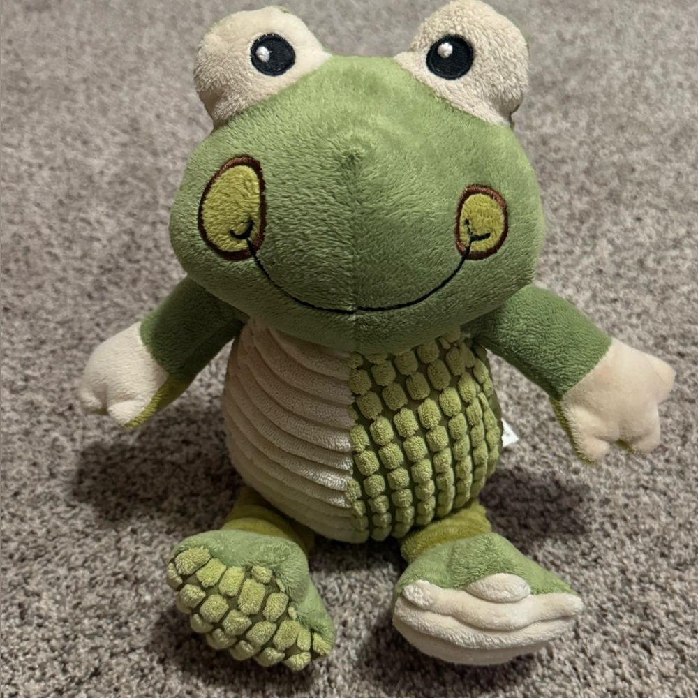DAN DEE RIBBED FROG PLUSH STUFFED TOY - Green Frog stuffy Animal